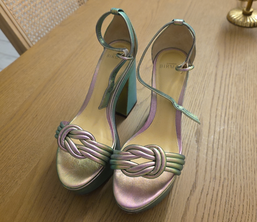 Alexandre Birman Iridescent Green and Pink Platform Heels